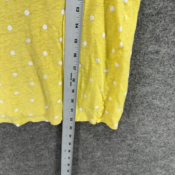 Loft T-Shirt Women L Large Yellow Polka Dot Linen Short Sleeve Round Neck Casual - Picture 6 of 7